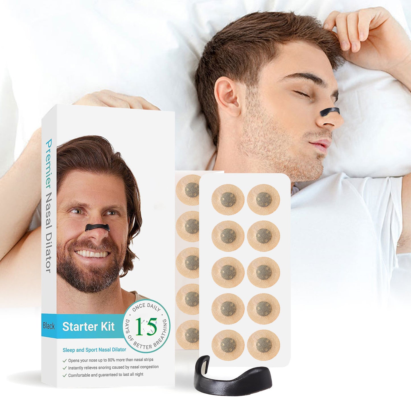 Magnetic Nasal Dilator Kit – 4 Clips, 30 Magnet Patches & Picker for Better Breathing & Comfort