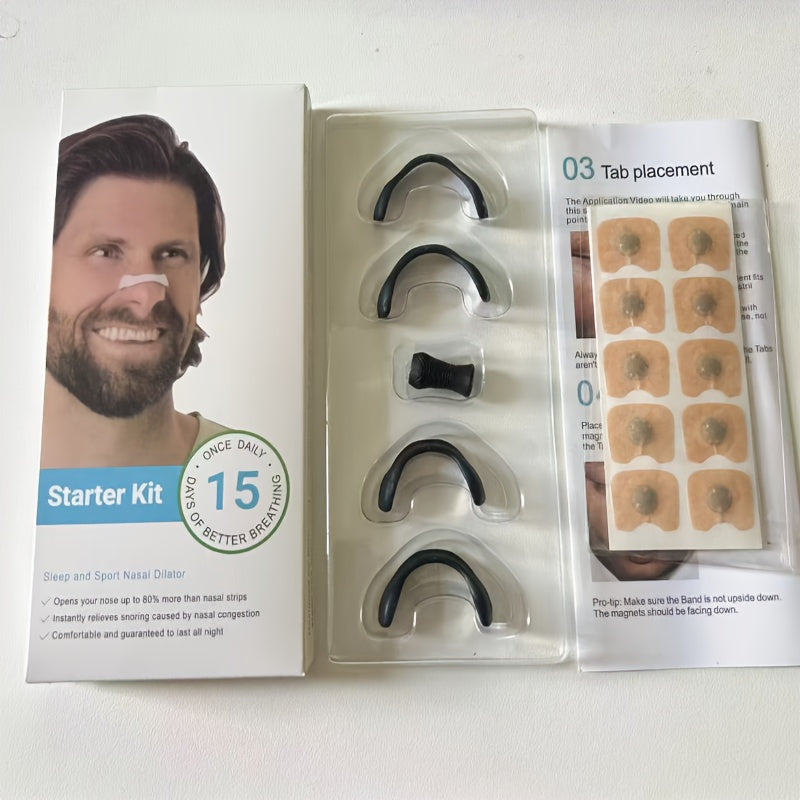 Magnetic Nasal Dilator Kit – 4 Clips, 30 Magnet Patches & Picker for Better Breathing & Comfort